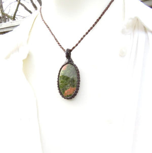 Unakite macrame necklace, unakite jewelry, gifts for fathers day, mothers day gift, gifts for the zen seeker, macrame jewelry