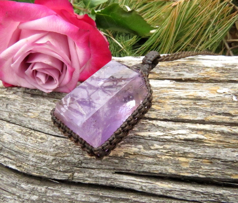 Amethyst with rainbow prisms necklace, amethyst necklace