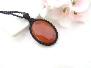 Mother's day gift ideas, Carnelian gemstone neckklace, macrame necklace, gift ideas for mom, fathers day gift, gift ideas for the zen seeker
