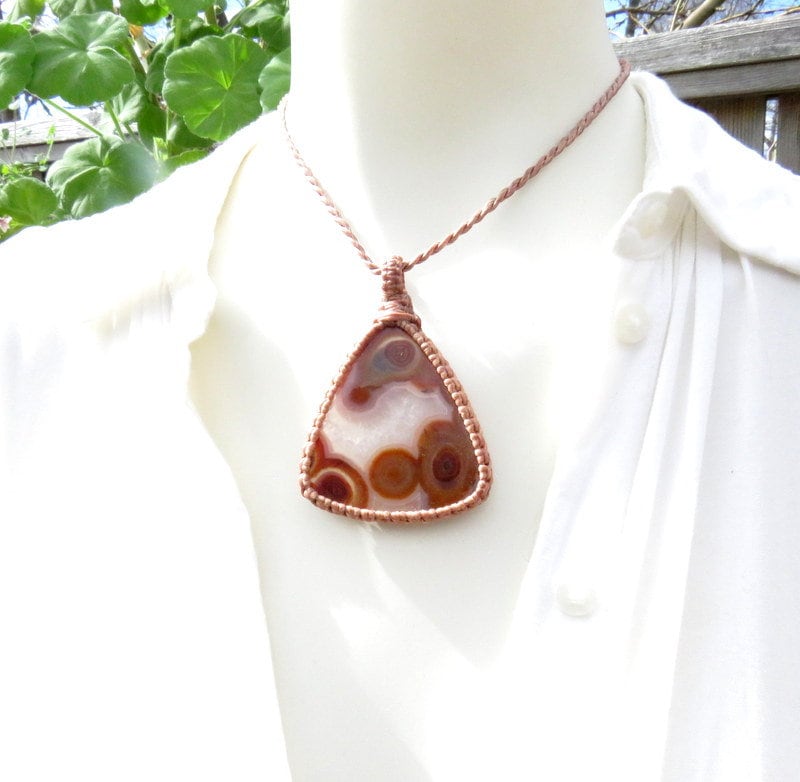 Mother's Day Gift, Rare Pseudomorph Agate macrame necklace
