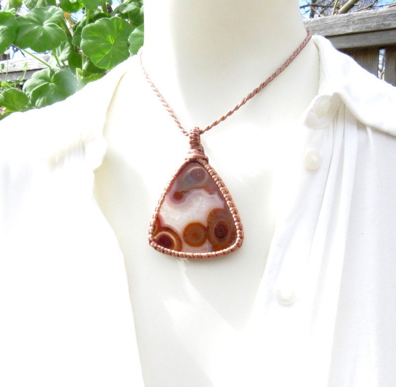 Mother's Day Gift, Rare Pseudomorph Agate macrame necklace