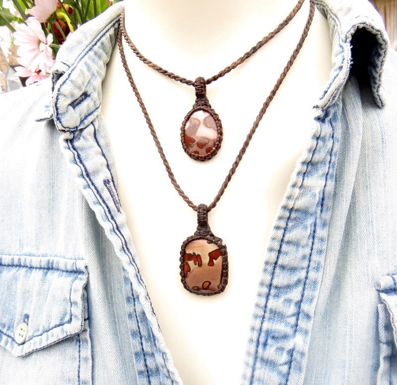 Coffee Bean Jasper necklace set, fathers day gift