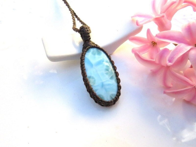 Larimar gemstone necklace, Larimar gemstone