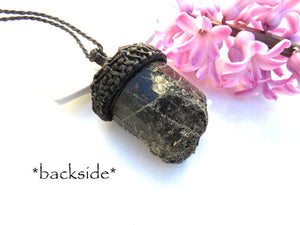 Shiny Black Tourmaline crystal necklace / statement necklace / raw tourmaline necklace / black tourmaline / raw tourmaline crystal