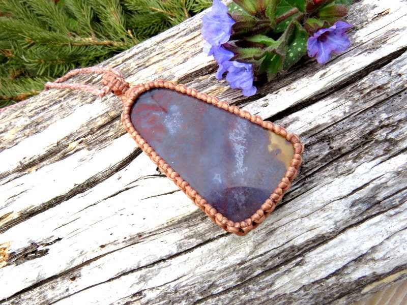 Agate macrame necklace, gemstone necklace