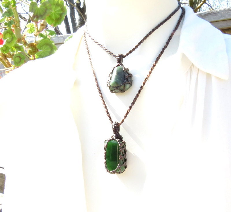 Nephrite Jade Necklace Set, green jade necklace