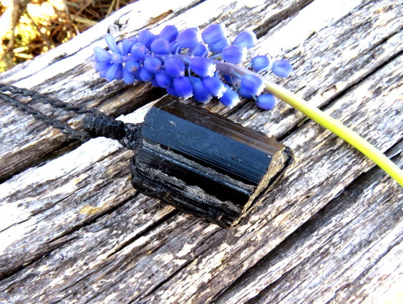 Black Tourmaline Crystal necklace, black tourmaline healing crystal pendant