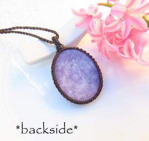 Lepidolite Necklace, Lepidolite pendant, Macrame jewelry, Mom Gift, everyday necklace, macrame necklace, gift for her, purple gemstone
