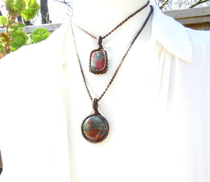 African Bloodstone macrame necklace set, african bloodstone, jewelry set, stacked necklace, bloodstone necklace, layering necklace