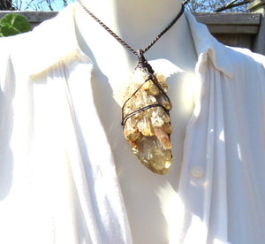 Kundalini Citrine crystal necklace, citrine crystal meaning, raw citrine pendant, citrine pendant, citrine jewelry, rare gemstones