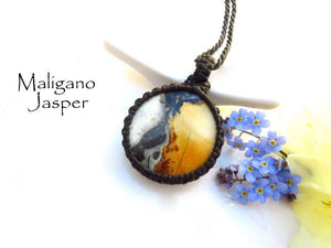 Maligano Jasper macrame necklace, fathers day gift, gemstone jewelry, etsy gift ideas, unique gifts, macrame necklace, minimalist jewelry
