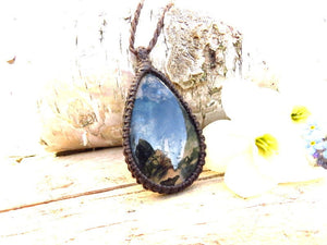 Moss Agate macrame necklace, macrame jewelry, plume agate, gift ideas for the nature lover, natural jewelry, gifts for her, friendship gifts