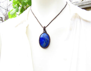 Lapis Lazulli gemstone necklace, macrame necklace, best friend gift idea, gift ideas for the boho beauty, for the Libra, friendship gift