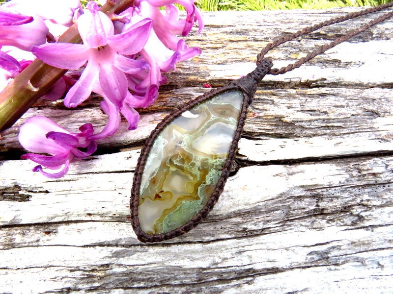 Horse Canyon Agate gemstone necklace, rare gemstones
