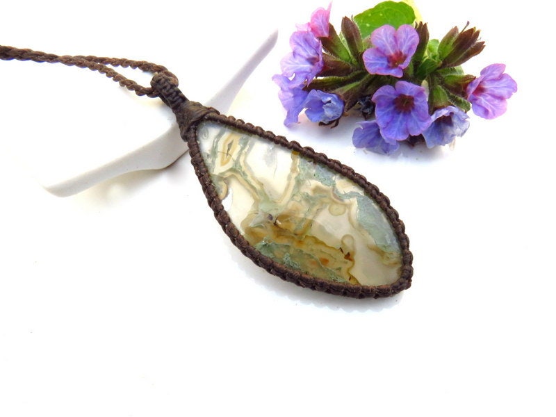 Horse Canyon Agate gemstone necklace, rare gemstones