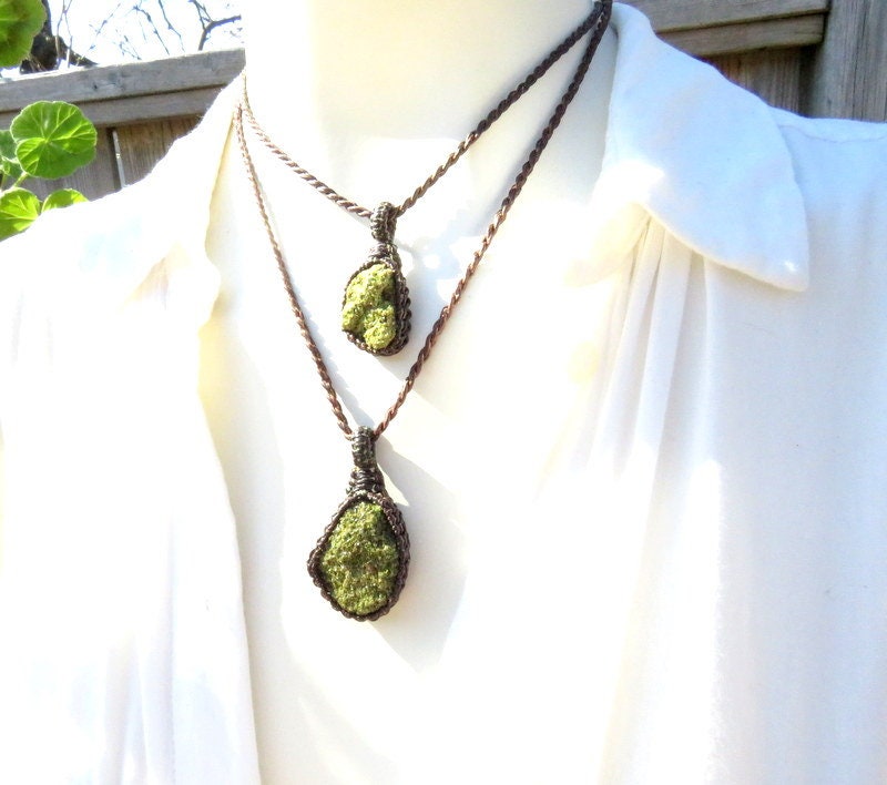 Green Epidote Necklace Set, epidote jewelry