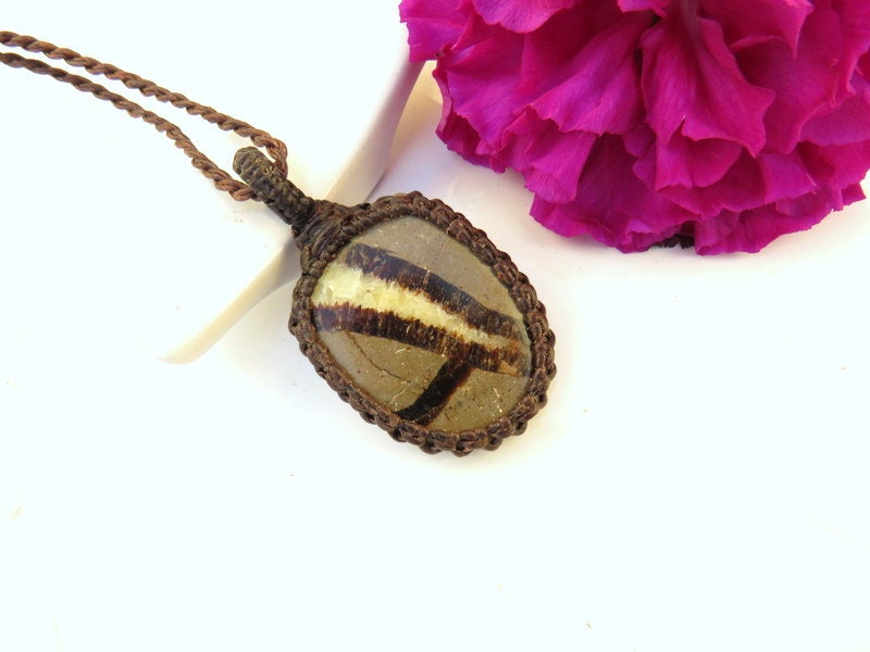 Septarian macrame necklace, unisex neckace