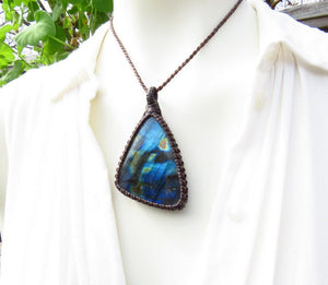 Blue Labradorite gemstone necklace, teardrop gemstone necklace, statement jewelry, christmas gift ideas for her, for mom, wife gift dea