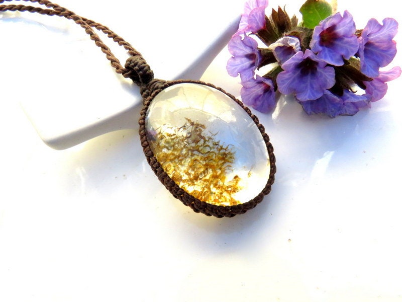 Lodolite Quartz crystal necklace, garden quartz