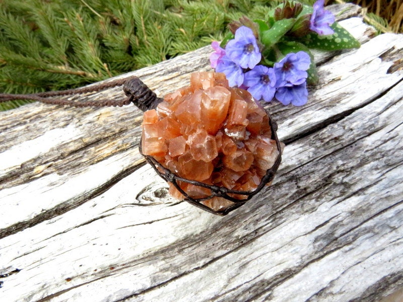 Aragonite crystal necklace, aragonite jewelry