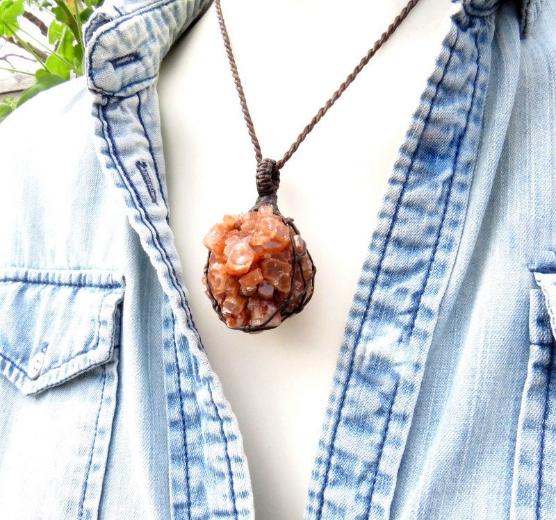 Aragonite crystal necklace, aragonite jewelry