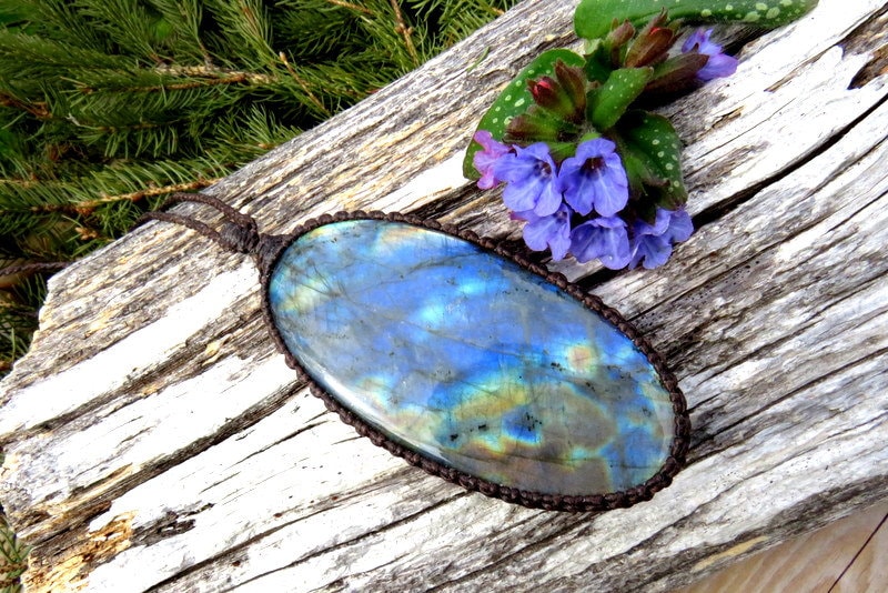 Labradorite gemstone necklace, statement necklace