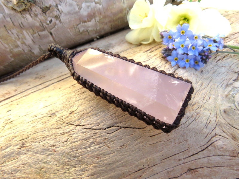 Rose Quartz crystal necklace, pink quartz