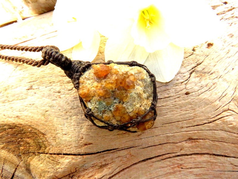 Spessartite Garnet Crystal necklace, garnet crystal necklace