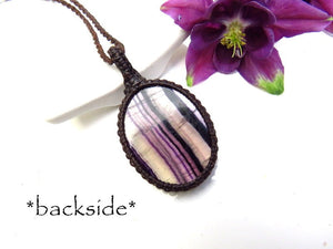Rainbow Fluorite crystal necklace, fluorite macrame necklace, yogi gift ideas, macrame necklace with stone, macrame crystal necklace,
