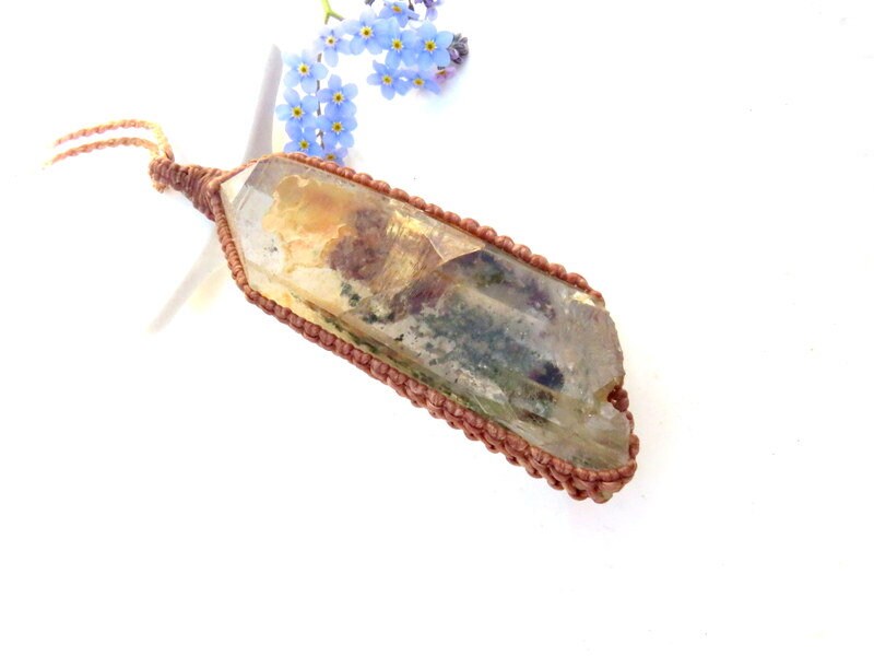 Chlorite Quartz crystal necklace, spiritual healing necklace