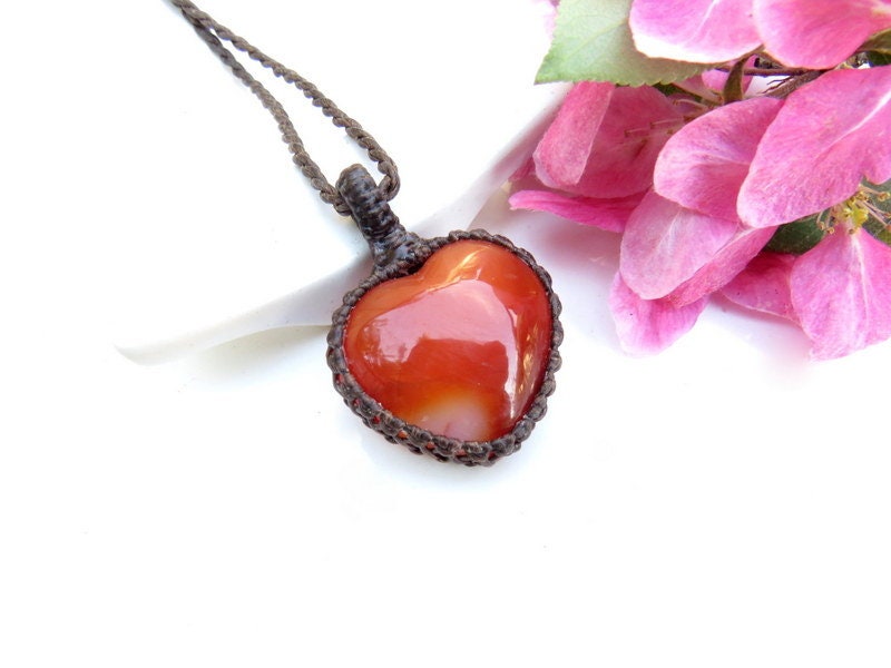 Carnelian crystal necklace, mom gift