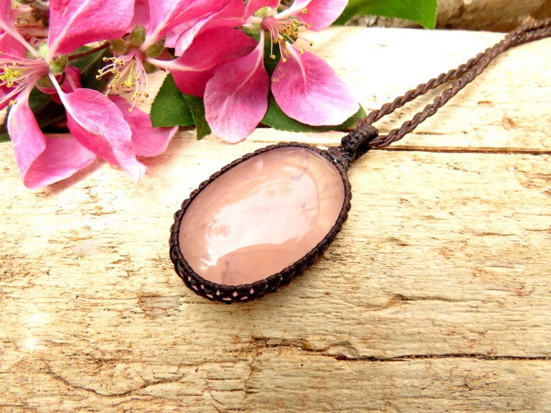 Rose quartz pendant necklace, expression of love, rose quartz jewelry, minimalist necklace, pink gifts, for her, Earth Aura Creations