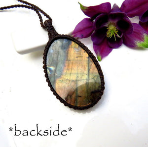 Rainbow Labradorite Boho Necklace, macrame necklace pendant, macrame jewelry, scorpio birthstone necklace, scorpio gifts, gemstone neckace