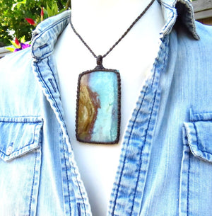 Jewelry Gifts for her, Opalized Petrified Wood, necklace, Petrified wood jewelry, Macrame necklace, gemstone necklace, gift ideas for her