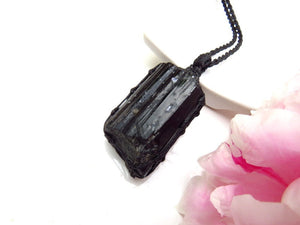 Black Tourmaline necklace, crystal pendant, black crystal, black lover, witchy gifts, gothic gifts, astrology gifts, earth aura creations