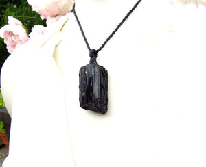 Black Tourmaline necklace, crystal pendant, black crystal, black lover, witchy gifts, gothic gifts, astrology gifts, earth aura creations