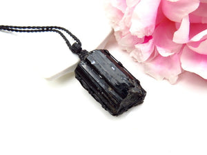 Black Tourmaline necklace, crystal pendant, black crystal, black lover, witchy gifts, gothic gifts, astrology gifts, earth aura creations