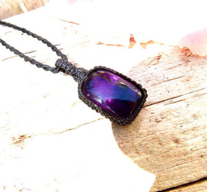 Gifts for her, Amethyst teardrop gemstone necklace, Amethyst crystal pendant, Reiki Healing jewelry, February birthstone necklace