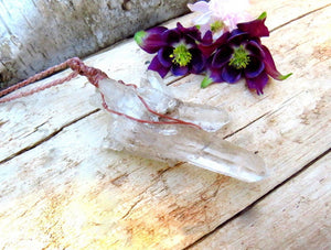 Lemurian Quartz crystal cluster, macrame necklace, spiritual healing necklace, statement necklace, gift ideas for the crystal collector
