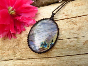 Purple Labradorite necklace, oval gemstone, gemstone necklace, gift ideas for the zen seeker, handmade gift, for her, statement necklace