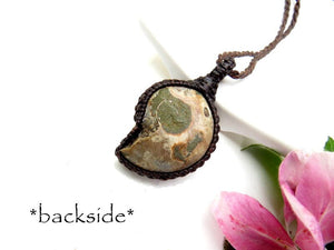 Ammonite Necklace, ammonite fossil jewelry, fossil necklace, macrame jewelry, boyfriend jewelry gift
