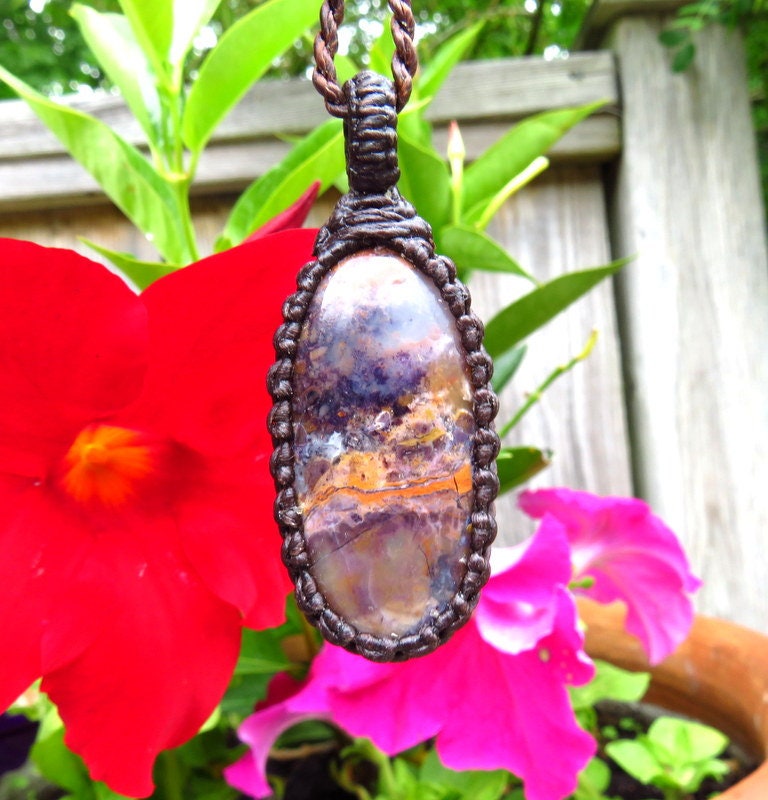 Tiffany gemstone necklace, macrame neclace