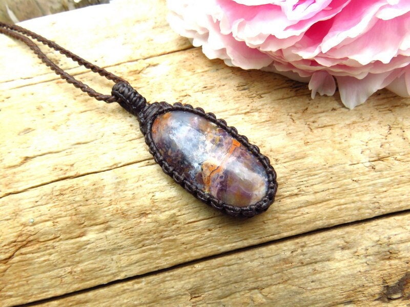 Tiffany gemstone necklace, macrame neclace