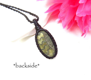 Ammonite Pyrite macrame necklace, Ammonite jewelry, mens necklace, fossil necklace, man gift idea, for the dad, christmas gift ideas