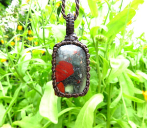 African Bloodstone macrame necklace, african bloodstone, bloodstone necklace, handmade gifts, self gifts, divorce gifts, friendship gifts