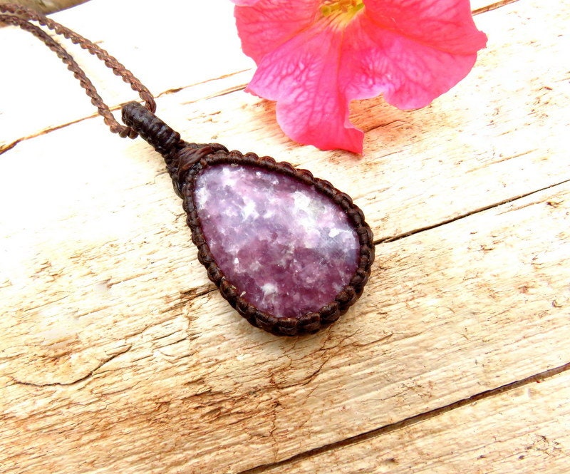 Lepidolite Rose Pendant outlet Necklace Set