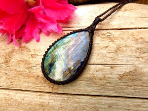 Rainbow Labradorite gemstone necklace, teardrop gemstone necklace, statement jewelry, christmas gift ideas for her, for mom, wife gift dea