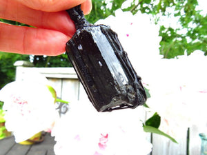 Black Tourmaline necklace, crystal pendant, black crystal, black lover, witchy gifts, gothic gifts, astrology gifts, earth aura creations