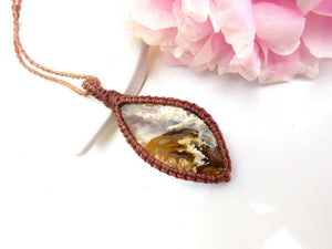 Rare Graveyard Plume Agate macrame necklace, Agate Necklace, Moss Agate necklace, Agate jewelry, rare agates, macrame jewelry