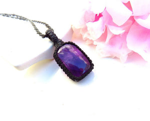 Gifts for her, Amethyst teardrop gemstone necklace, Amethyst crystal pendant, Reiki Healing jewelry, February birthstone necklace